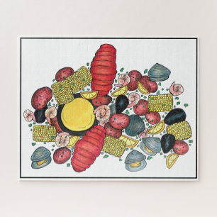 New England Clams Lobster Clambake Seafood Dinner Legpuzzel