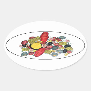 New England Clams Lobster Clambake Seafood Dinner Ovale Sticker