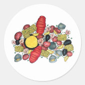 New England Clams Lobster Clambake Seafood Dinner Ronde Sticker (Voorkant)