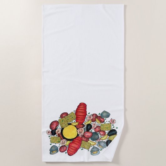 New England Clams Lobster Clambake Seafood Dinner Strandlaken (Voorkant)