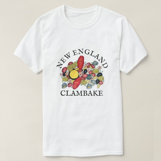 New England Clams Lobster Clambake Seafood Dinner T-shirt (Design voorkant)