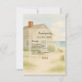 New England Coastal charme Zachte Blauwe bruiloft RSVP Kaartje (Voorkant)