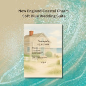 New England Coastal charme Zachte Blauwe bruiloft RSVP Kaartje