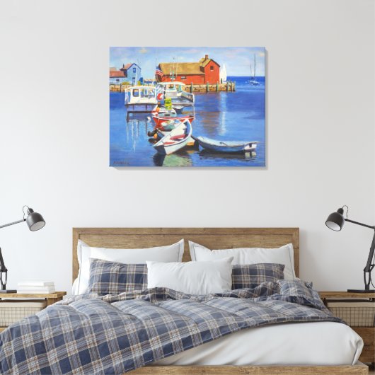 New England Costal Painting Canvas Afdruk (Insitu (Slaapkamer))