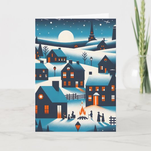 New England-dorp - winters landschap Kaart (Voorkant)