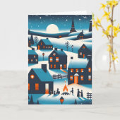 New England-dorp - winters landschap Kaart (Gele Bloem)