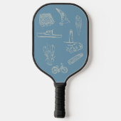 New England Dusty Blue lijn tekening Pickleball Paddle (Achterkant)