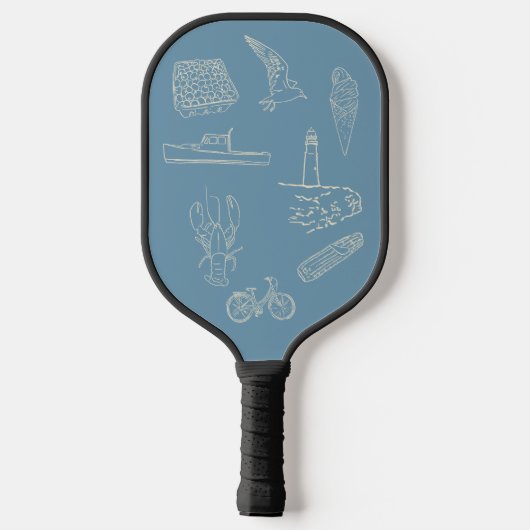 New England Dusty Blue lijn tekening Pickleball Paddle (Achterkant)