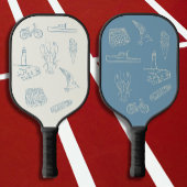 New England Dusty Blue lijn tekening Pickleball Paddle