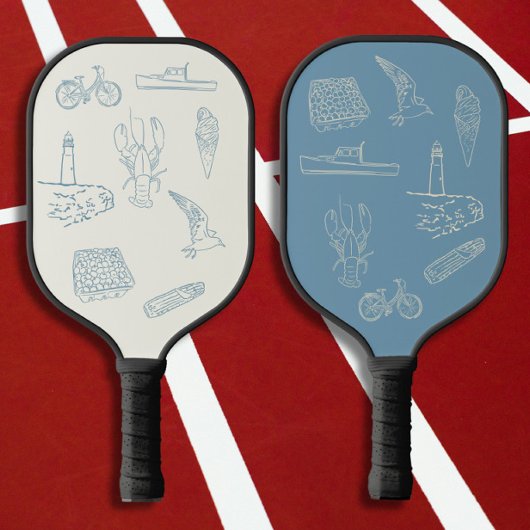 New England Dusty Blue lijn tekening Pickleball Paddle