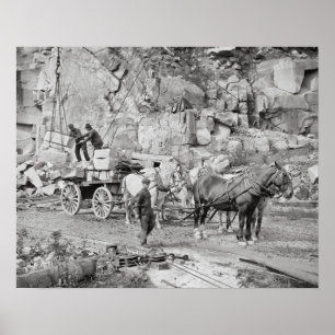 New England-granietgroeve, 1908. Oude foto Poster