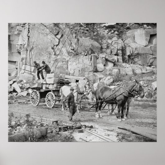 New England-granietgroeve, 1908. Oude foto Poster (Voorkant)