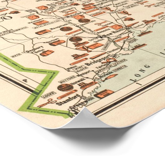  New England Industries Map (1919) Poster (Hoek)