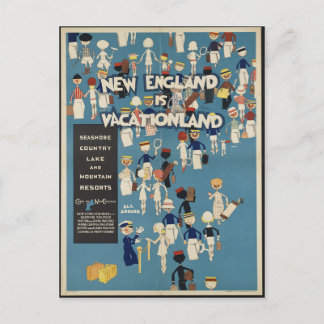 New England is Vacationland VintageTravel Briefkaa Briefkaart