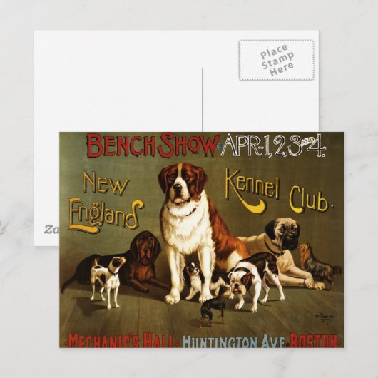 New England Kennel Club c.1890 show poster Briefkaart (Voorkant / Achterkant)