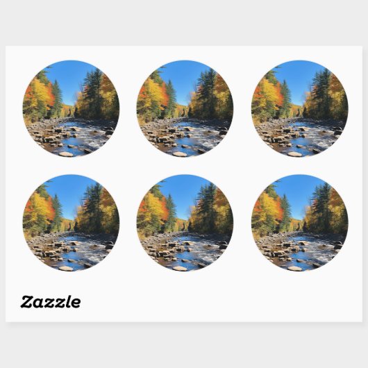 New England kleurrijk landschap, herfst, Ronde Sticker (Vel)