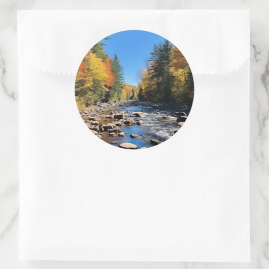 New England kleurrijk landschap, herfst, Ronde Sticker (Tas)