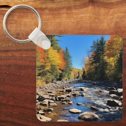 New England kleurrijk landschap, herfst, Sleutelhanger (Voorkant)