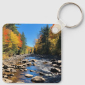 New England kleurrijk landschap, herfst, Sleutelhanger (Achterkant)