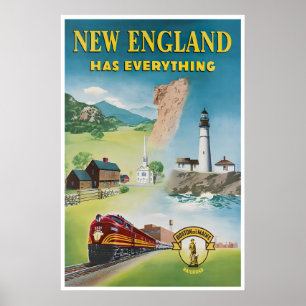 New England Kunst Vintage Print Reisposter