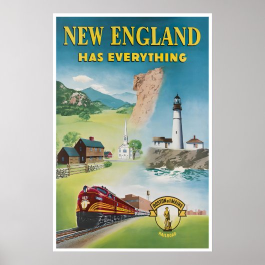 New England Kunst Vintage Print Reisposter (Voorkant)