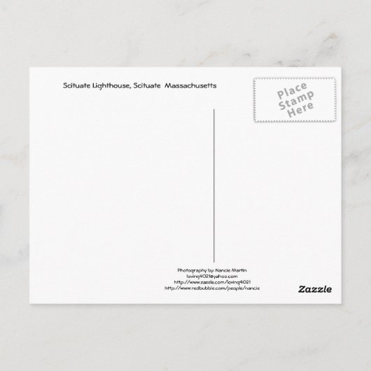 New England Lighthouse Briefkaart-Scituate Briefkaart (Achterkant)
