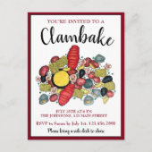 New England Lobster Boil Clambake Seafood Dinner Uitnodiging Briefkaart (Voorkant)