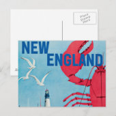 New England Lobster Lighthouse Travel Post Briefkaart (Voorkant / Achterkant)