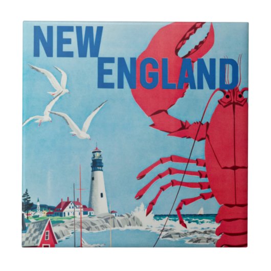  New England Lobster Lighthouse Travel Tegeltje (Voorkant)