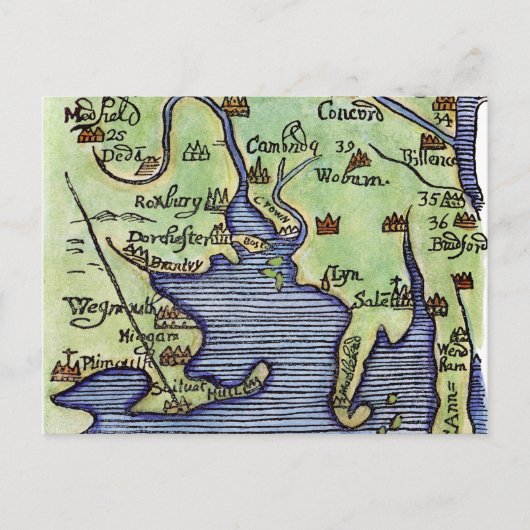 NEW ENGLAND MAP 1677 BRIEFKAART (Voorkant)