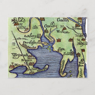 NEW ENGLAND MAP 1677 BRIEFKAART