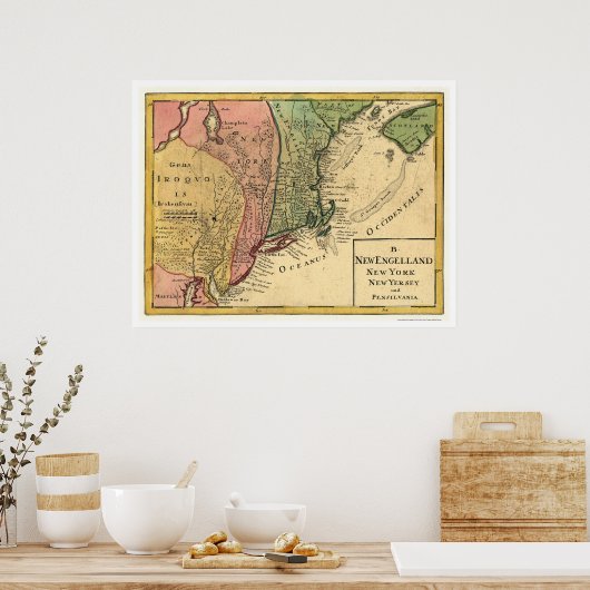 New England Map 1759 Poster (Keuken)
