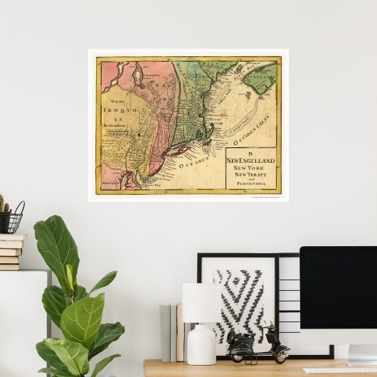 New England Map 1759 Poster (Thuiskantoor)