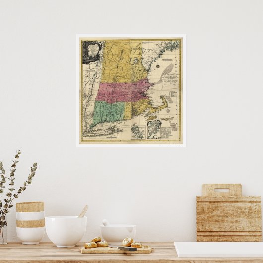 New England Map - 1777 Poster (Keuken)