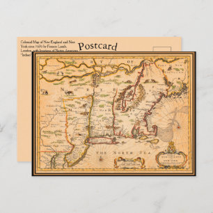 New England Map Native American Settlements Briefkaart