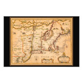 New England Map Native American Settlements Foto Afdruk (Voorkant)