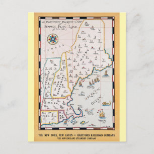  New England Map Summer Travel Briefkaart