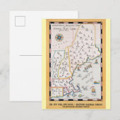 New England Map Summer Travel Briefkaart (Voorkant / Achterkant)