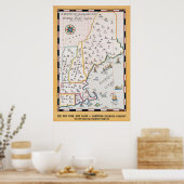  New England Map Summer Travel Poster (Keuken)