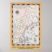  New England Map Summer Travel Poster (Voorkant)