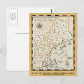 New England Map Travel Poster Briefkaart (Voorkant / Achterkant)