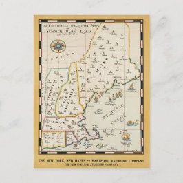 New England Map Travel Poster Briefkaart