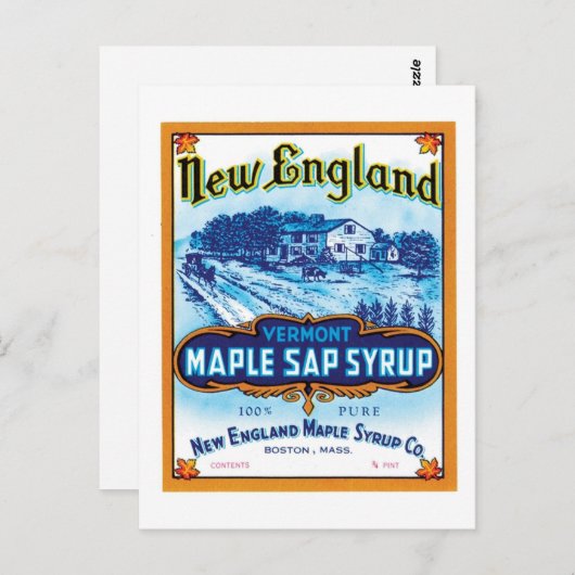 New England Maple Sap Syrup Ad Briefkaart (Voorkant / Achterkant)
