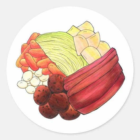 New England Meal Boiled Dinner Corned Beef Cabbage Ronde Sticker (Voorkant)