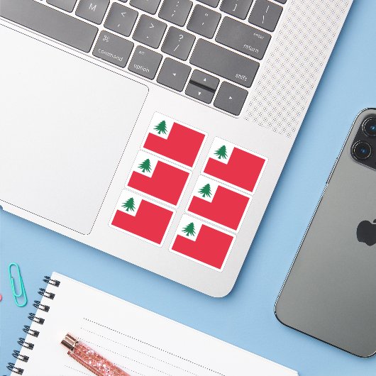 New England Pine Tree Flag Sticker Pack (Laptop met iPhone)