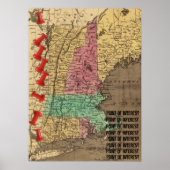 New England Points of Interest Map Marker (1836) Poster (Voorkant)