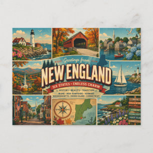 New England-prentbriefkaart Briefkaart