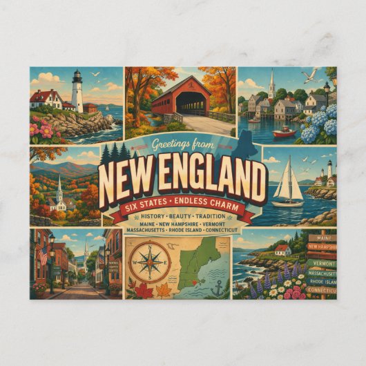 New England-prentbriefkaart Briefkaart (Voorkant)