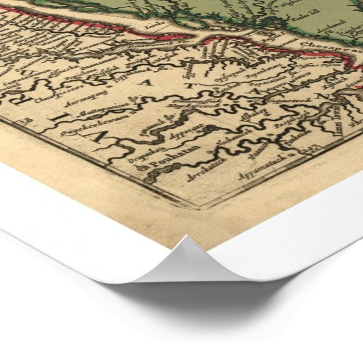 New England Regional Map - 1685 Poster (Hoek)