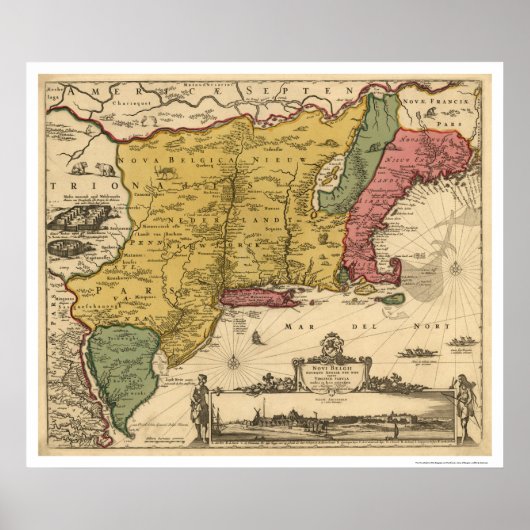 New England Regional Map - 1685 Poster (Voorkant)